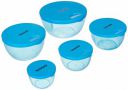 Amazon Brand - Solimo Plastic Storage Containers, Set of 5, Blue...