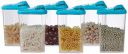 Amazon Brand - Solimo Plastic Storage Containers with Sliding Mouth (Set of 6, 1100ml, Blue)...