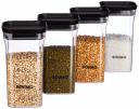 Amazon Brand - Solimo Plastic Storage Jar and Container Set I Air Tight & BPA Free Containers for Kitchen Storage Set I 1100 Ml Each, Set 4, Black...