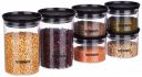 Amazon Brand - Solimo Plastic Storage Jar and Container | Set 6 (500 ML - 4 Pieces & 900 ML - 2 Pieces), Black...