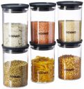 Amazon Brand - Solimo Plastic Storage Jar and Container Set I 900 Ml Each, Set 6, Grey...