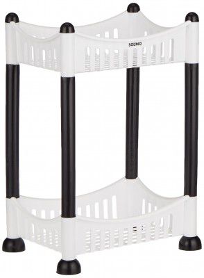 Amazon Brand - Solimo Plastic Two-Tier Multipurpose Plastic Rack | Black & White