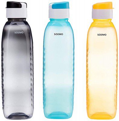Amazon Brand - Solimo Plastic Water Bottle Set with Flip Cap