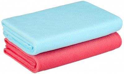 Amazon Brand - Solimo Polar Fleece New Born Baby Blankets, Set of 2 (Pink, Sky Blue)