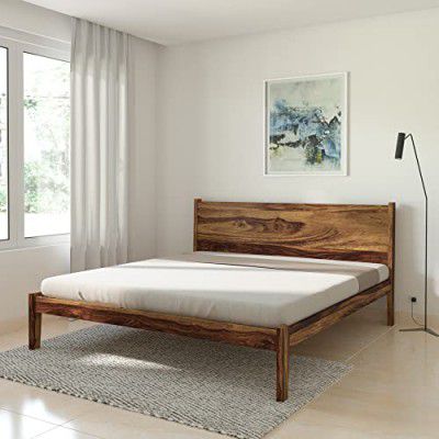 Amazon Brand - Solimo Pollux King Size Solid Sheesham Wood Bed without Storage, Natural Finish