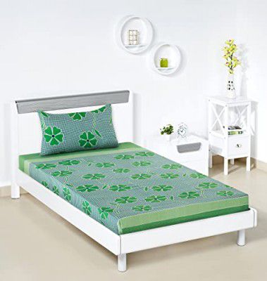 Amazon Brand - Solimo Polycotton Dreamy Green Single Bedsheet with 1 Pillow Cover, Multicolor, 95 GSM