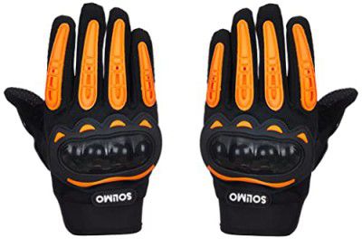 Amazon Brand - Solimo Polyester Bike Riding Gloves with TPR Finger Armour, Black & Orange, XL, Cycling