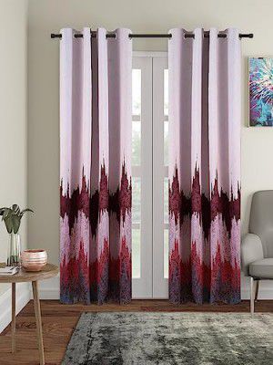 Amazon Brand - Solimo Polyester Blackout Printed Long Door Curtains (Pack of 2, 9 Feet, Dark Brown - Maroon)