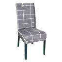 Amazon Brand - Solimo Polyester Elastic Dining Chair Cover - (Check Print, Grey)...