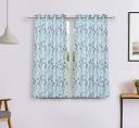 Amazon Brand - Solimo Polyester Leaf Print Window Curtain (White& Blue,5 FEET - 150 CM)- Pack of 2 Regular Print 135 GSM...