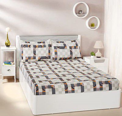 Amazon Brand - Solimo Polyester Monochrome Maze Double Bedsheet with 2 Pillow Cover, Multicolor, 120 GSM, 144 Tc