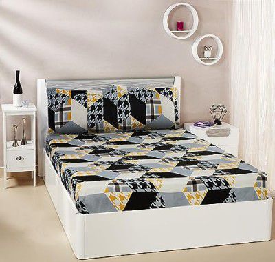 Amazon Brand - Solimo Polyester Placid Patch King Bedsheet with 2 Pillow Covers, 120 GSM, Multicolor