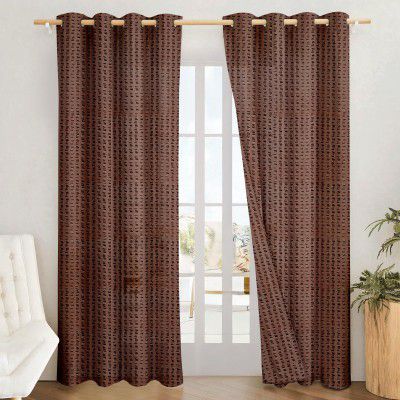 Amazon Brand - Solimo Polyester Sheer Jacquard Window Grommet Curtains|5 Feet|Set of 2