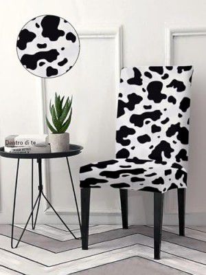 Amazon Brand - Solimo Polyester Spandex Stretchable Dining Chair SLIPCOVER (Checkered Print, Pack of 4, White)