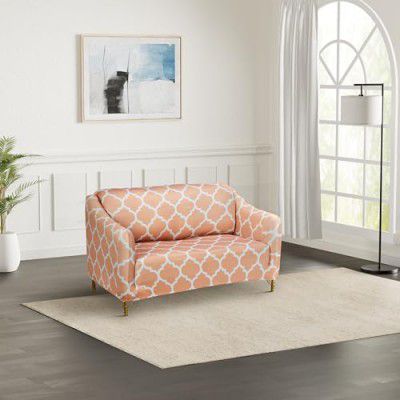 Amazon Brand - Solimo Polyester Stretchable Printed Geometrical Sofa Cover (2 Seater Sofa Cover, Beige)