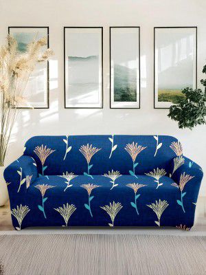 Amazon Brand - Solimo Polyester Stretchable Printed Floral Sofa Cover (1 Seater Sofa Cover, Dark Blue)