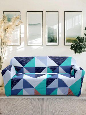 Amazon Brand - Solimo Polyester Stretchable Printed Abstract Sofa Cover (3 Seater Sofa Cover, Blue)
