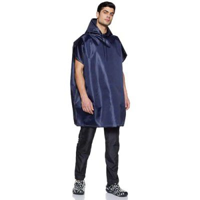 Amazon Brand - Solimo Polyester Water Resistant Poncho (Blue, Free Size)