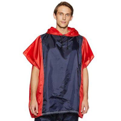 Amazon Brand - Solimo Polyester Water Resistant Poncho (Blue & Red, Free Size)