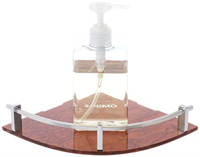 Amazon Brand - Solimo Premium Acrylic Glass Corner Shelf for Multi-Purpose Use in Bathroom and Kitchen (Brown, 7 * 7 Inches, 1 Pc)