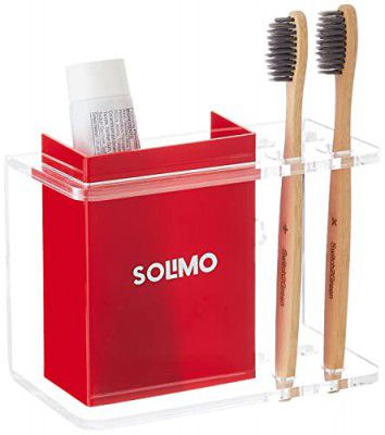 Amazon Brand - Solimo Premium Acrylic Glass Toothbrush Holder - 420 Royal Blue, Wall Mount Multi Purpose Bathroom Shelf - 1 Pc