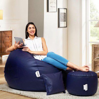 Amazon Brand - Solimo Premium Faux Leather Bean Bag Combo
