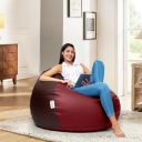 Amazon Brand - Solimo Premium Faux Leather Bean Bag Filled with Beans | 2XL | Brown and Tan...