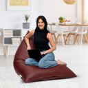 Amazon Brand - Solimo Premium Faux Leather Triangle Bean Bag, 120 Kg Weight | Tan...