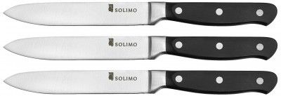 Amazon Brand - Solimo Premium High-Carbon Stainless Steel Utility Knife Set, 3-Pieces, Silver