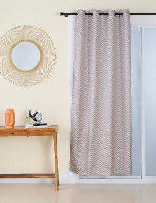 Amazon Brand - Solimo Premium Polyester Cotton Curtains | 225 GSM | 7 FT | Geometric Print | Easy Maintenance (Set of 2, Coffee)