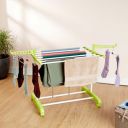 Amazon Brand - Solimo Premium Steel Double Support Cloth Drying Rack | Foldable and Movable | White & Green...