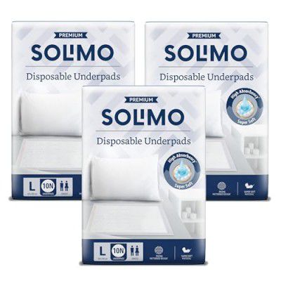 Amazon Brand - Solimo Premium Underpads L Size 30 Count| 90 X 60 cm|Unisex, High Absorbency, Super Soft