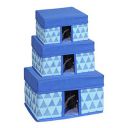Amazon Brand - Solimo Printed Fabric Rectangular Storage Box, Set of 3 pcs, Medical Blue...