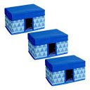 Amazon Brand - Solimo Printed Fabric Rectangular Storage Box, Large, Set of 3, Medical Blue...