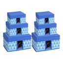 Amazon Brand - Solimo Printed Fabric Rectangular Storage Box, Set of 6, Medical Blue...