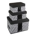 Amazon Brand - Solimo Printed Fabric Rectangular Storage Box, Set of 3 pcs, Dark Grey...