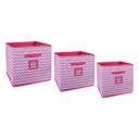 Amazon Brand - Solimo Printed Fabric Storage Box Set, 3 Piece, Pink...