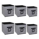 Amazon Brand - Solimo Printed Fabric Storage Box, Small, Set of 6, Black...