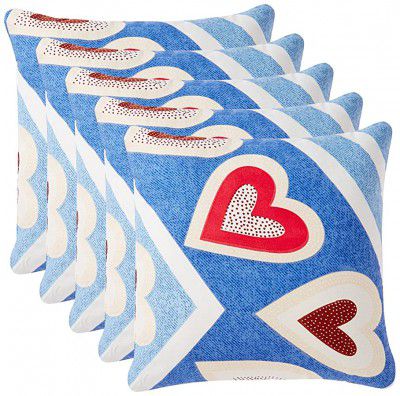 Amazon Brand - Solimo Printed Microfibre Filled Cushion, 12 x 12 inch (30.5 x 30.5 cm), Set of 5