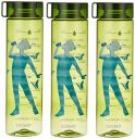 Amazon Brand - Solimo Printed Plastic Bottle Set | Sleek Design | Printed Hydration Tracker | Set of 3 | 1000 ml (Olive)...