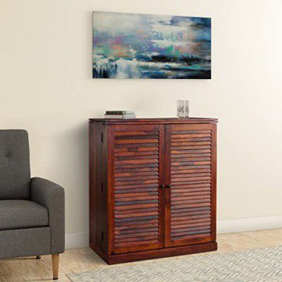 Amazon Brand - Solimo Propina Durable Bar Cabinet, with 2 Shelves (Sheesham Wood with Honey Finish)