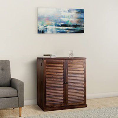 Amazon Brand - Solimo Propina Durable Bar Cabinet, with 2 Shelves (Sheesham Wood with Natural Finish)