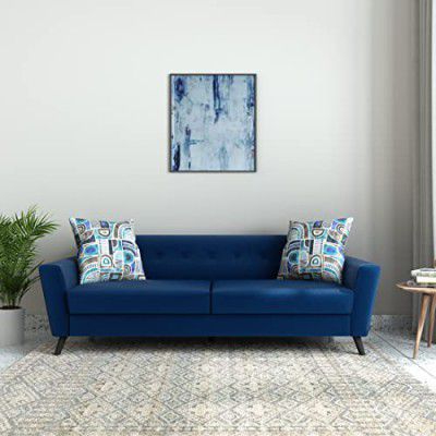 Amazon Brand - Solimo Puph 3 Seater Sofa (Fabric, Royal Blue)