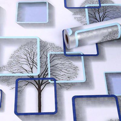 Amazon Brand - Solimo PVC Self-Adhesive Wallpaper, 3D Blue (45 x 300 cm)