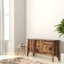 Amazon Brand - Solimo Riposte Solid Sheesham Wood Sideboard with Sliding Doors Natural Finish (3 Drawers, 2 Shelves)...