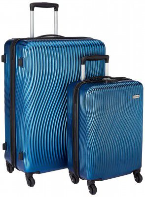 Amazon Brand - Solimo Ripple Hardside Trolley, Blue, Set of 2 (55 cm + 75 cm)