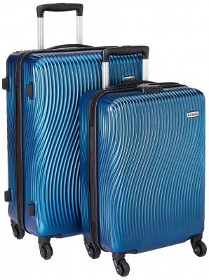Amazon Brand – Solimo Ripple Hardside Trolley, Blue, Set of 2 (55cm + 66cm)