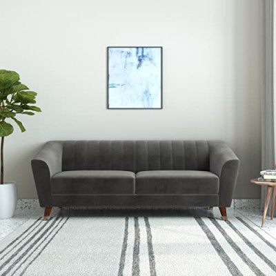Amazon Brand - Solimo Roasio 3-Person Sofa (Fabric, Graphite Grey)