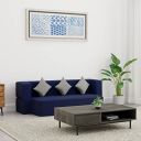 Amazon Brand - Solimo Rupton 3 Seater Foldable Sofa Cum Bed (EPE Foam with Jute Fabric, Navy Blue, 72x44x14 inches)...
