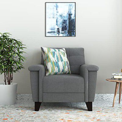 Amazon Brand - Solimo Salmour 1 Seater Sofa (Fabric, Steel Grey)